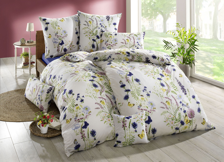 Mesana - Microvezel beddengoedset, in Größe 112 (80/80 cm + 135/200 cm) bis VOORDEELSET, in Farbe BLAUW