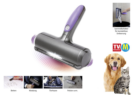 Pluis- en dierenhaarroller deluxe met batterij