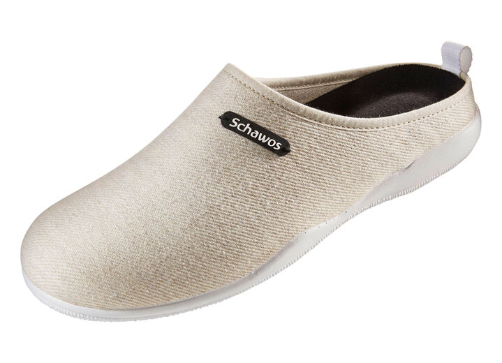 Huisschoenen - Slippers met antislip synthetische buitenzool, in Größe 036 bis 041, in Farbe BEIGE Ansicht 1