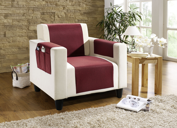 Grand foulards - Decoratieve fauteuil- en bankspreien, in Größe 101 (fauteuilbeschermer, 50 x 140 cm) bis 865 (2 armleuningbeschermers, 38 x 55 cm), in Farbe BORDEAUX Ansicht 1
