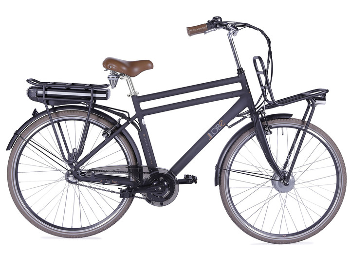Elektrische fietsen - Llobe Herren-Akku-City-Bike mit Aluminiumrahmen, in Farbe SCHWARZ, in Ausführung 36V/13,2 Ah Lithium-Ionen-Akku, Reichweite ca. 90 km Ansicht 1