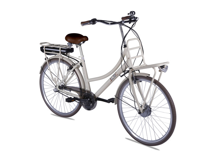 Elektrische fietsen - Llobe Damen-Akku-City-Bike mit Aluminiumrahmen, in Farbe BEIGE, in Ausführung 36V/10,4 Ah Lithium-Ionen-Akku, Reichweite ca. 70 km Ansicht 1