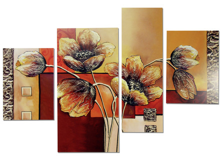 Afbeelding, 4 delen, klaprozen door Marcin Rumin