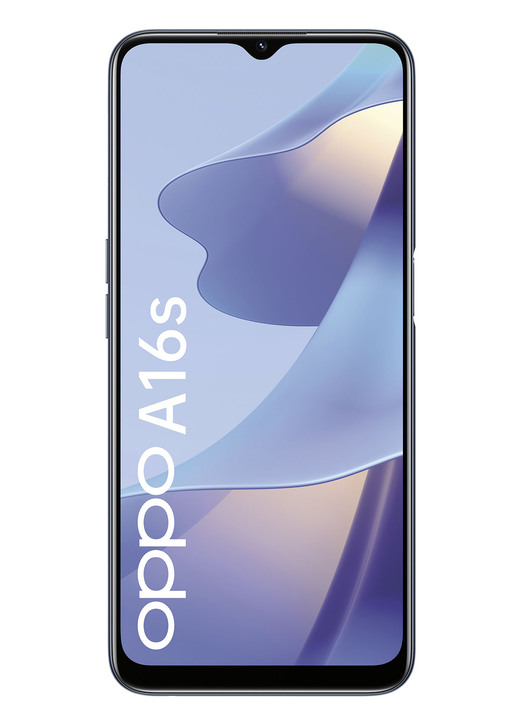 - oppo A16s smartphone met een oogvriendelijk HD+ display, in Farbe ZWART Ansicht 1