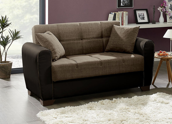 Gestoffeerde meubels - Hoekbank met slaapfunctie en bedlade, in Farbe BRUIN-BEIGE, in Ausführung Tweezitter Ansicht 1