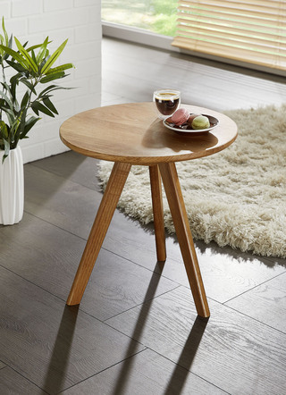 Geoliede massief eiken bijzettafel