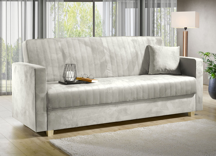 Slaap sofa`s - Slaapbank met bedbox en Bonnell-vering, in Farbe CRÈME Ansicht 1