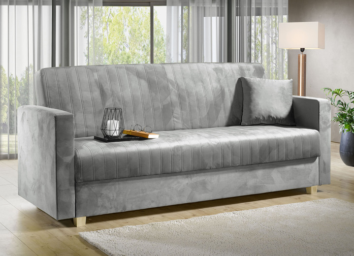 Slaap sofa`s - Slaapbank met bedbox en Bonnell-vering, in Farbe GRIJS Ansicht 1