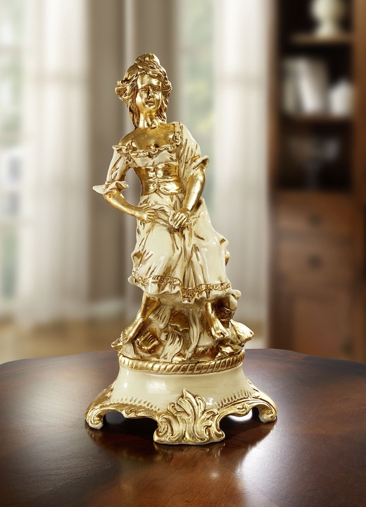 Beeldjes - Paard van hoogwaardige keramiek, in Farbe CRÈME-GOUD