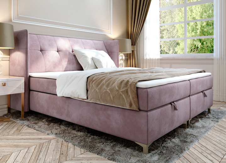 Boxspring - Boxspringbed met nachtkastje en topmatras, in Farbe OUDROZE