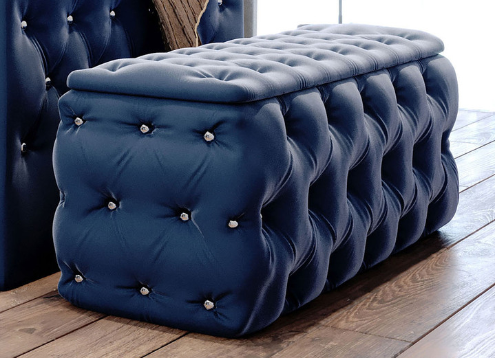 Kleine meubels - Zitkist met stiksels en strass-steentjes, in Farbe DONKERBLAUW Ansicht 1