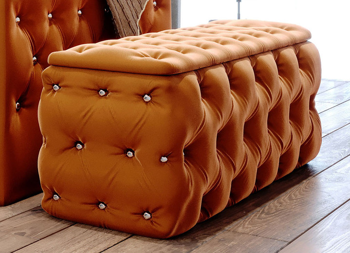 Kleine meubels - Zitkist met stiksels en strass-steentjes, in Farbe TERRA Ansicht 1