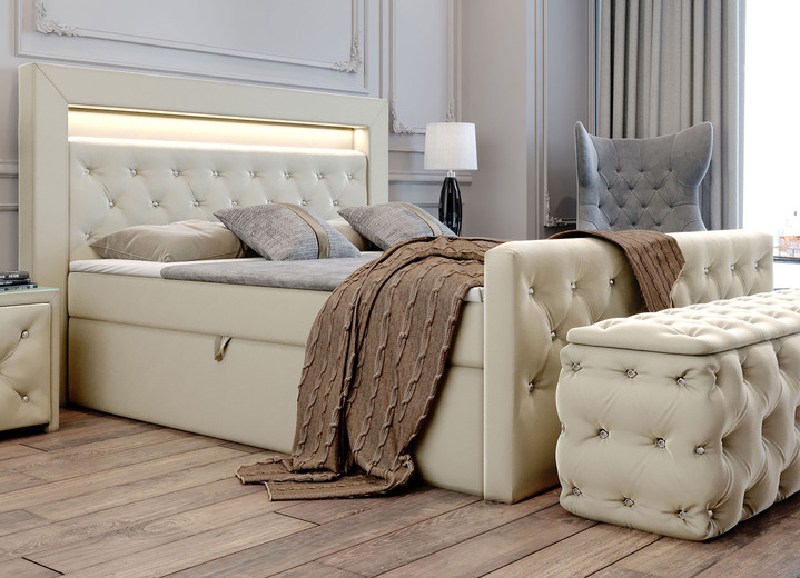 Boxspring - Boxspringbed met LED-verlichting en topper, in Farbe ROOM Ansicht 1
