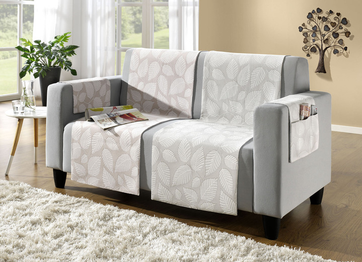 Sessel- & Sofaüberwürfe - Wohnaccessoires mit feiner 3D-Struktur im Motiv, in Größe 101 (Sesselschoner, 50x140 cm) bis 865 (2 Armlehnenschoner, 38x 55 cm), in Farbe NATUR Ansicht 1