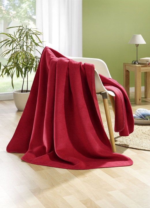 Woondekens - Deken met festoensteekrand, in Farbe ROOD Ansicht 1