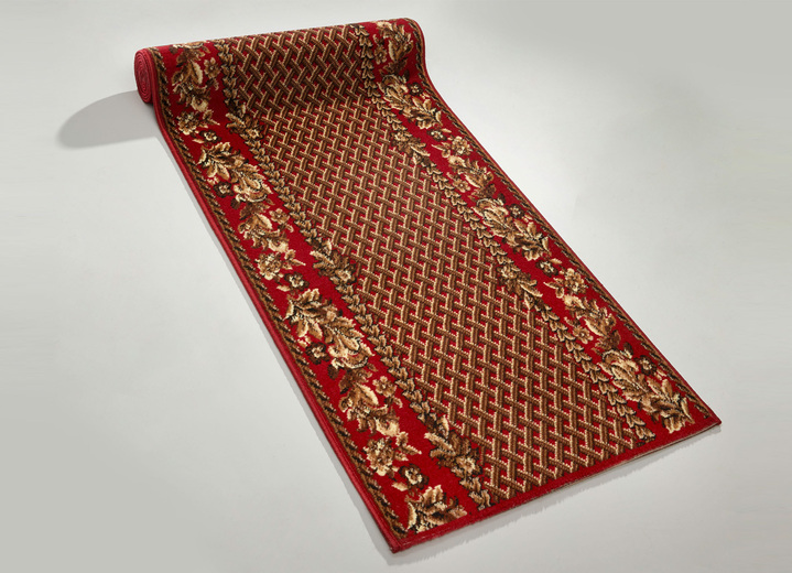 Lopers & trapmatten - Loper met bloemenornamenten, in Größe 102 (loper, breedte 67 cm) bis 106 (loper, breedte 100 cm), in Farbe ROOD Ansicht 1
