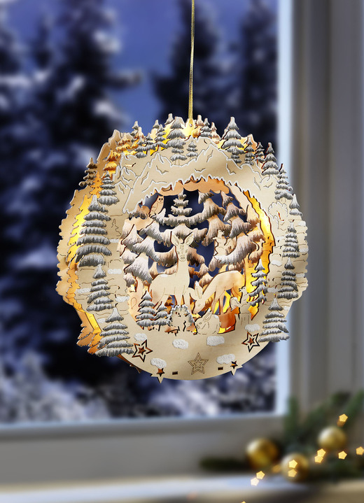 - Verlichte houten raamafbeelding, in Farbe NATUURGROEN