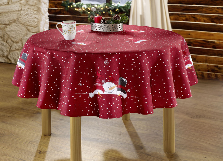Tafellakens - Magische tafel- en kamerdecoratie met sneeuwpopmotieven, in Größe 130 (Servetten, 35/50 cm) bis 404 (Kussensloop, 40/40 cm), in Farbe GROEN Ansicht 1
