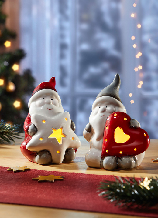 - Verlichte Kerstman in een set van 2, in Farbe ROOD-GRIJS