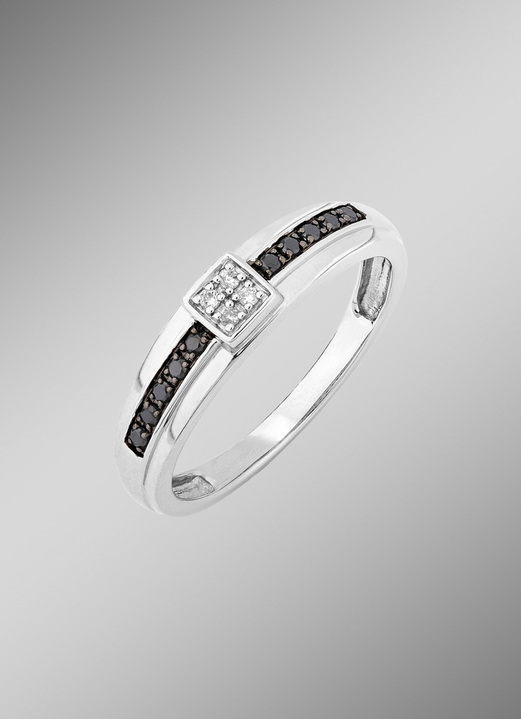 Ringen - Geweldige damesring met witte en zwarte diamanten, in Größe 160 bis 220, in Farbe  Ansicht 1