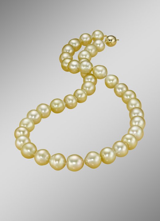 Halsketten - Halskette mit goldenen Südsee-Perlen, in Farbe  Ansicht 1