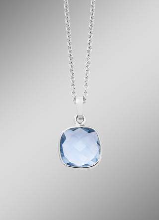 Mooie hanger met beh. Blauwe topaas en ankerketting