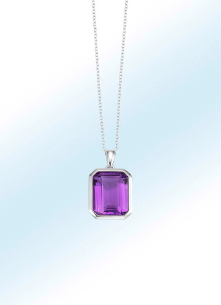 Hanger met echte amethist en ankerketting