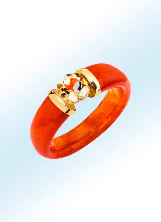 Ringen - Damesring met echte rode jade ringband, in Größe 160 bis 220, in Farbe  Ansicht 1