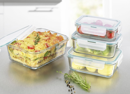 Borosilicaat glazen potten set, 4 stuks