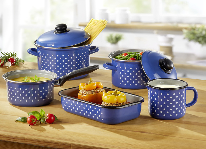 - Stalen geëmailleerde pannenset, 5-delig, in Farbe BLAUW