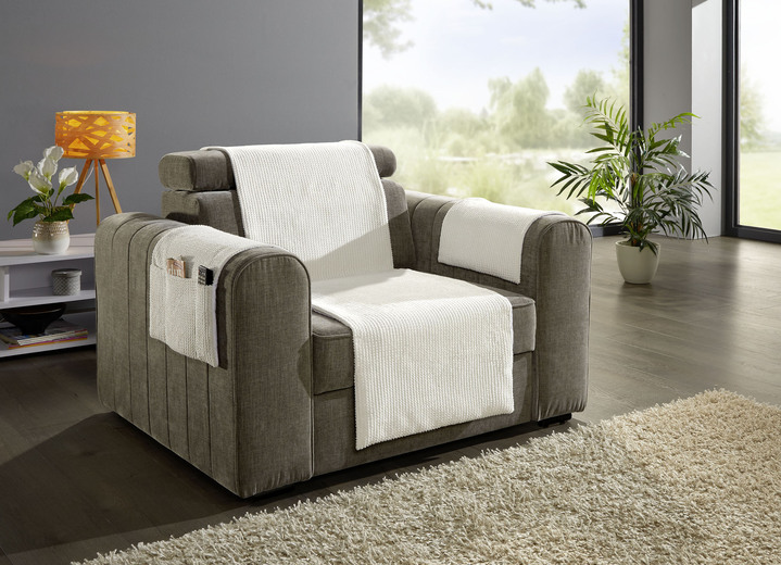 - Woonaccessoires met antisliplaag, in Größe 100 (fauteuilbeschermer, 50 x 140 cm) bis 865 (2 armen. beschermer, 38 x 55 cm), in Farbe CRÈME