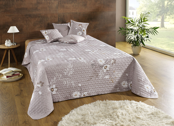Spreien - Sprei en kussenslopen met lintbinding, in Größe 873 (Voor eenpersoonsbed, 135 x 210 cm ) bis 920 (2 kussenslopen, 40 x 40 cm), in Farbe TAUPE Ansicht 1