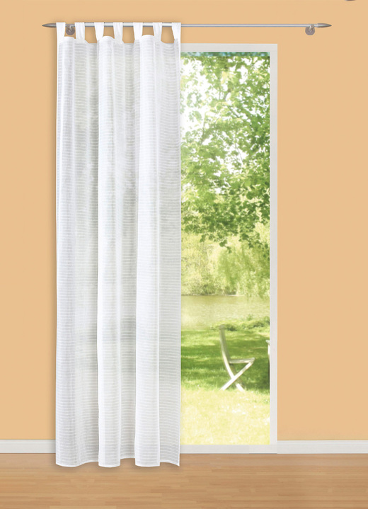 - Semi-transparante gordijnen met elegante geweven strepen, in Größe 358 (H 145 x B 135 cm) bis 456 (H 245 x B 135 cm), in Farbe NATUREL, in Ausführung met lussen
