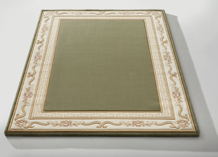 Klassiek - Bruggen en tapijten met randen met patronen, in Größe 101 (Brug, 40 x 60 cm) bis 288 (tapijt, 240 x 340 cm), in Farbe GROEN Ansicht 1