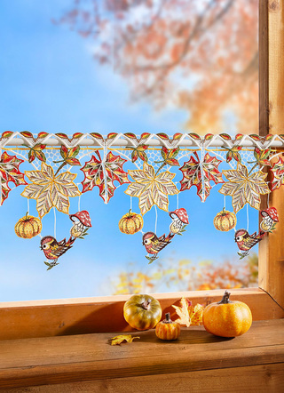 Paaldecoratie herfstbladeren gemaakt van echt Plauenkant