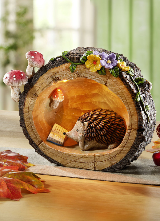 Woonaccessoires - Herfst egeltafereel met LED-verlichting, in Farbe BRUIN