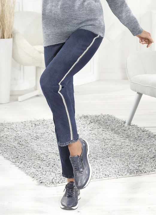 Broeken - Elegante jeans met strass steentjes, in Farbe DONKERBLAUW Ansicht 1