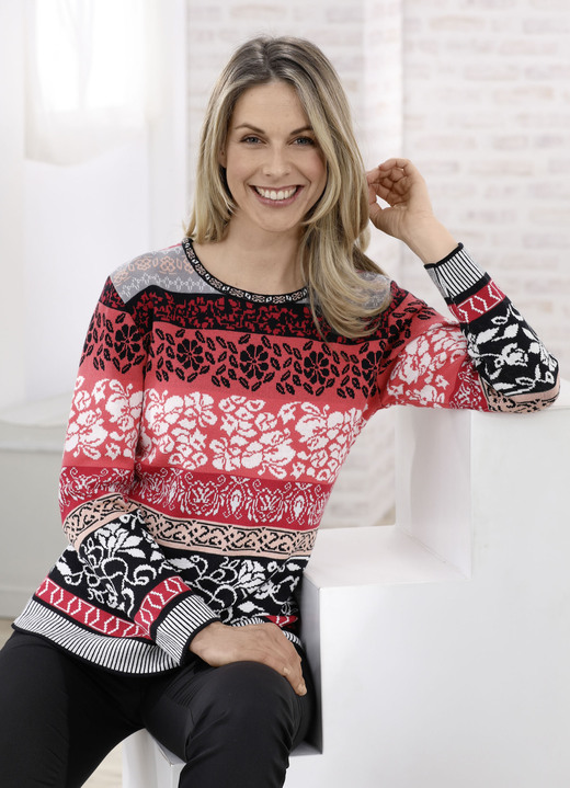 - Trui met jacquardmotief, in Größe 038 bis 052, in Farbe A2 ZWART-MULTICOLOR