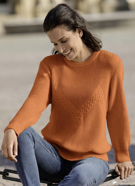Basics - Trui met zigzagstructuur, in Größe L(44/46) bis XS (32/34), in Farbe TERRA Ansicht 1