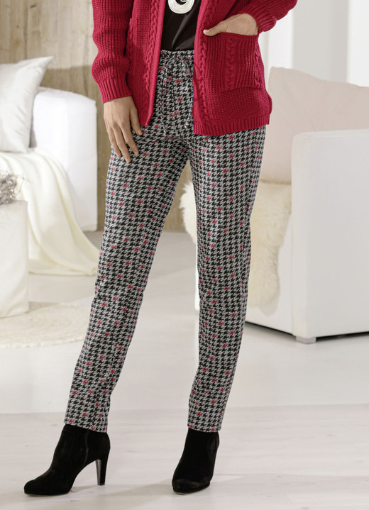 Broeken - Broek in de huidige joggingbroekstijl, in Größe 018 bis 054, in Farbe GRIJS-ROOD Ansicht 1