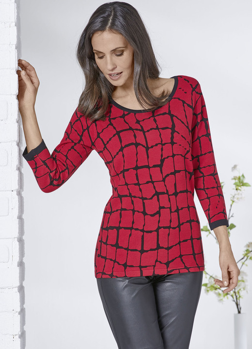 - Trui met all-over print, in Größe L(44/46) bis XXL(52/54), in Farbe ROOD-ZWART