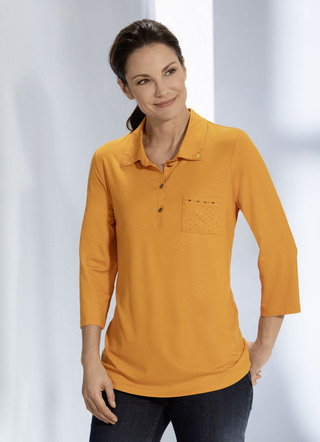 Poloshirt met strass bies op de polokraag in 3 kleuren