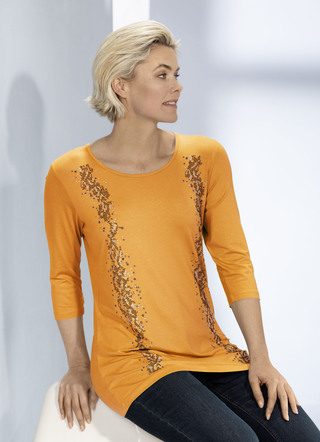 Langhemd met strass en plaatdecoratie in 3 kleuren