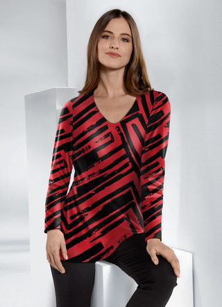 Allover shirt met patroon en V-hals