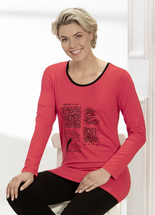 Shirts - Shirt met contrast en plaatversiering in 2 kleuren, in Größe 038 bis 056, in Farbe ROOD Ansicht 1