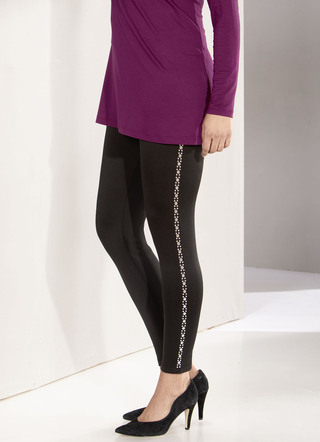 Leggings met zilverkleurige sierlovertjes
