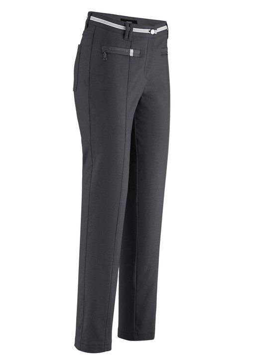 Hosen mit Knopf- und Reißverschluss - Hose mit sportivem Chic, in Größe 018 bis 052, in Farbe DUNKELGRAU MEL. Ansicht 1
