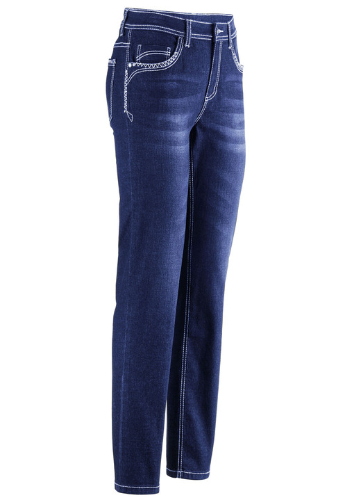 Broeken - Jeans met siernaden en strass-steentjes, in Größe 017 bis 052, in Farbe DONKERBLAUW Ansicht 1