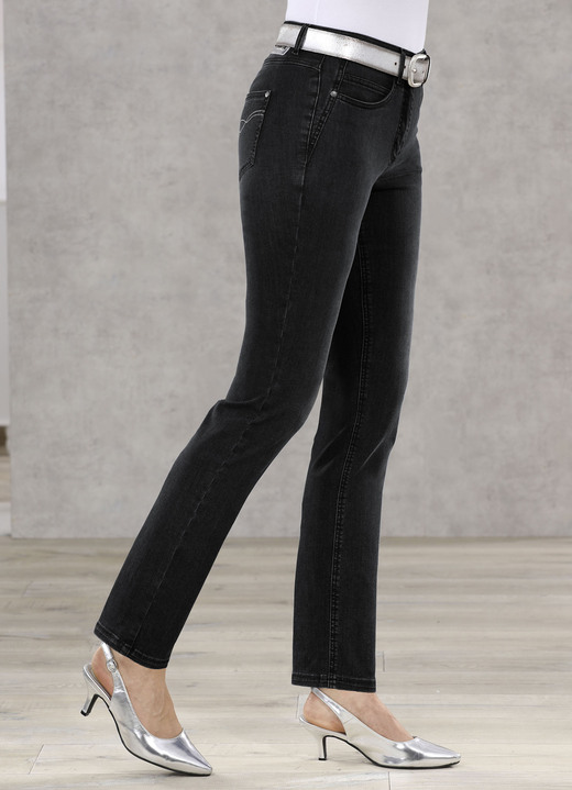 Jeans - Afslankende jeans in 5-pocketmodel, in Größe 018 bis 052, in Farbe ZWART Ansicht 1