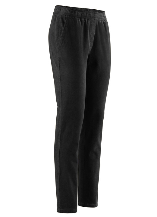 Broeken met elastische band - Corduroy broek in pull-on-stijl, in Größe 018 bis 052, in Farbe ZWART Ansicht 1